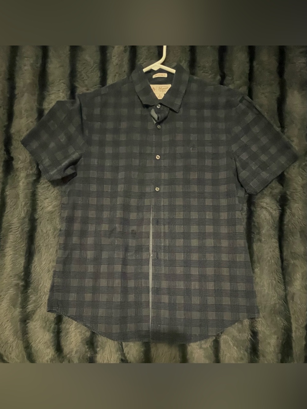 Original Penguin Men's Short Sleeve Plaid Button-Down Shirt - Navy